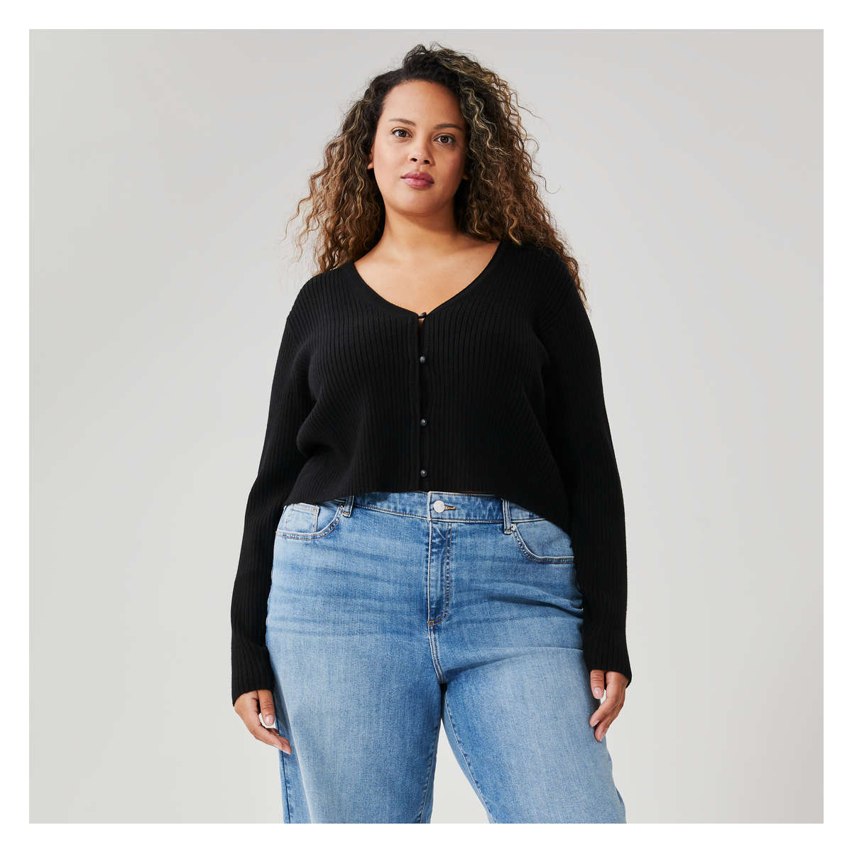 Women V Neck Cardigan in JF Black from Joe Fresh